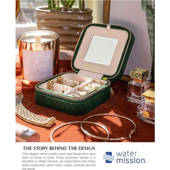 Plush Velvet Travel Jewelry Organizer Box|Travel JewelryCase Small Jewelry Boxes - Picture 6 of 6